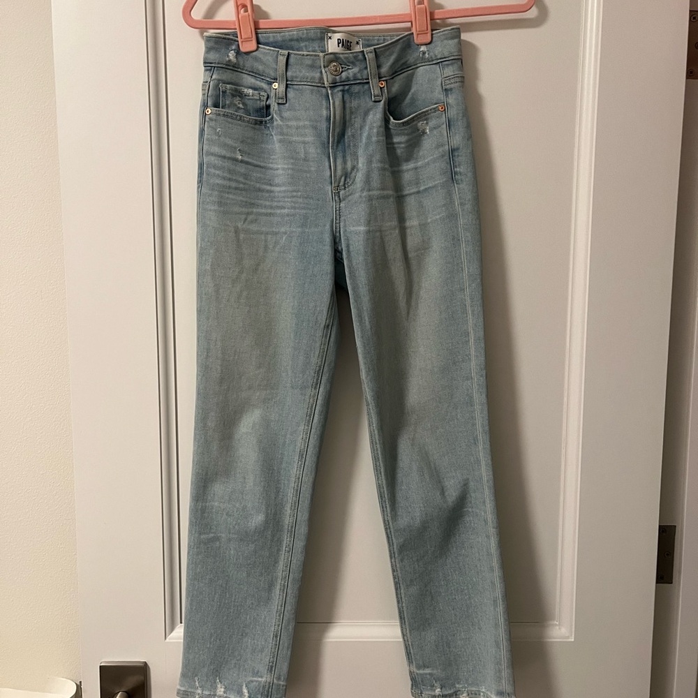 Paige ankle cropped straight leg jeans